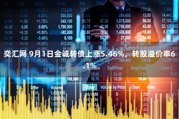 奕汇网 9月1日金诚转债上涨5.46%，转股溢价率6.1%